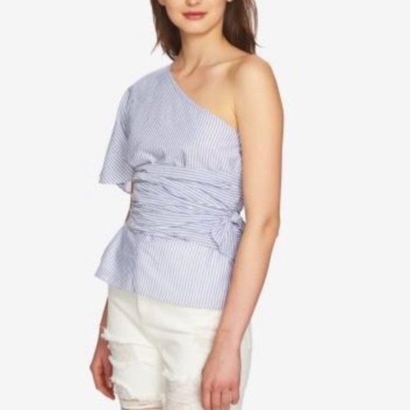 NWT 1.State Revolve One Shoulder Tie Stripe Top - Picture 2 of 5